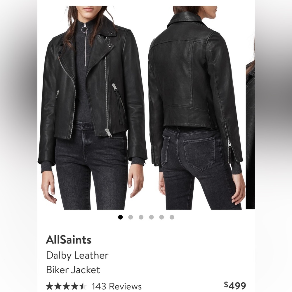 AllSaints Dalby Leather Biker Jacket US 4